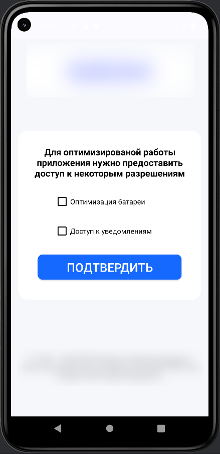 Рис. 3 Окно с запросом предоставления прав приложению