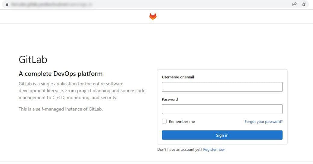 Страница входа в GitLab, развернутый как Managed Service for GitLab в Yandex Cloud
