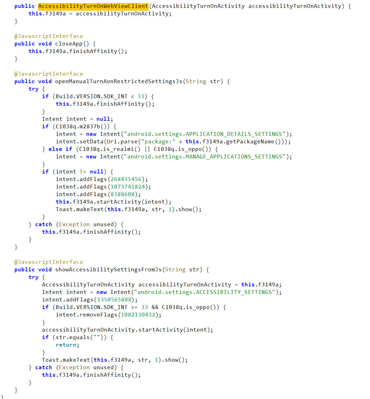 Рисунок 15 — Интерфейс взаимодействия с JS на webview