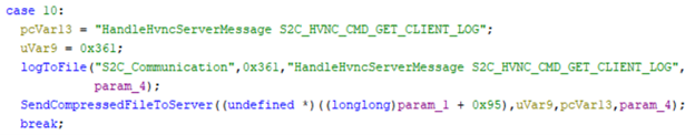 Рисунок 50 — Команда S2C_HVNC_CMD_GET_CLIENT_LOG