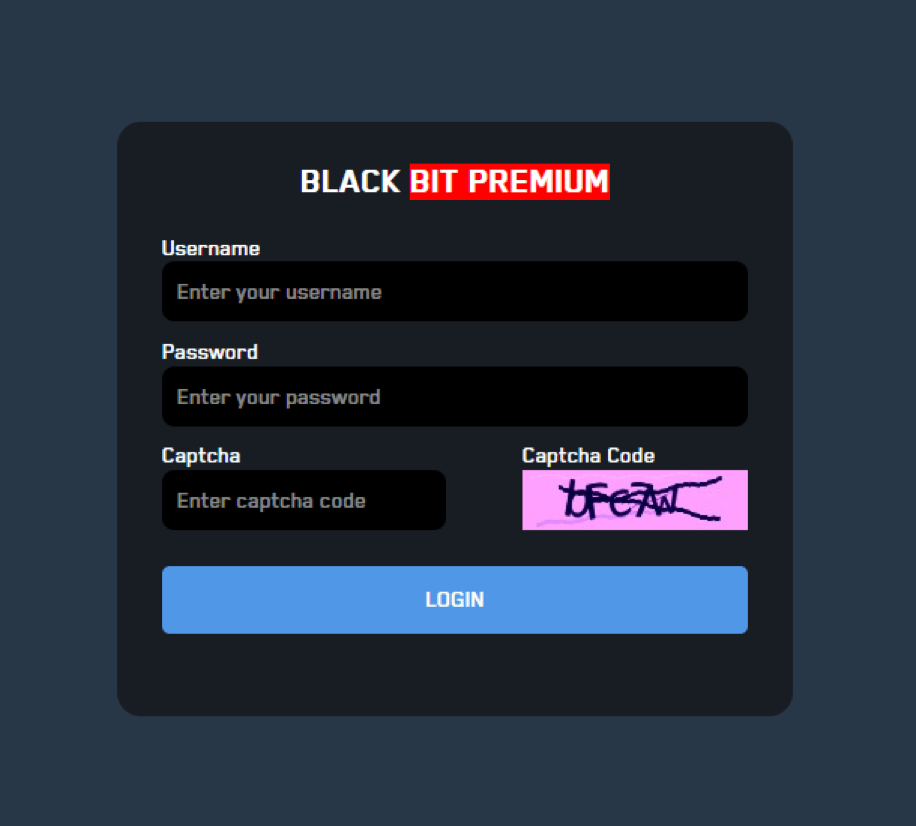 Рис. 1. Окно входа на портал Black Bit Premium