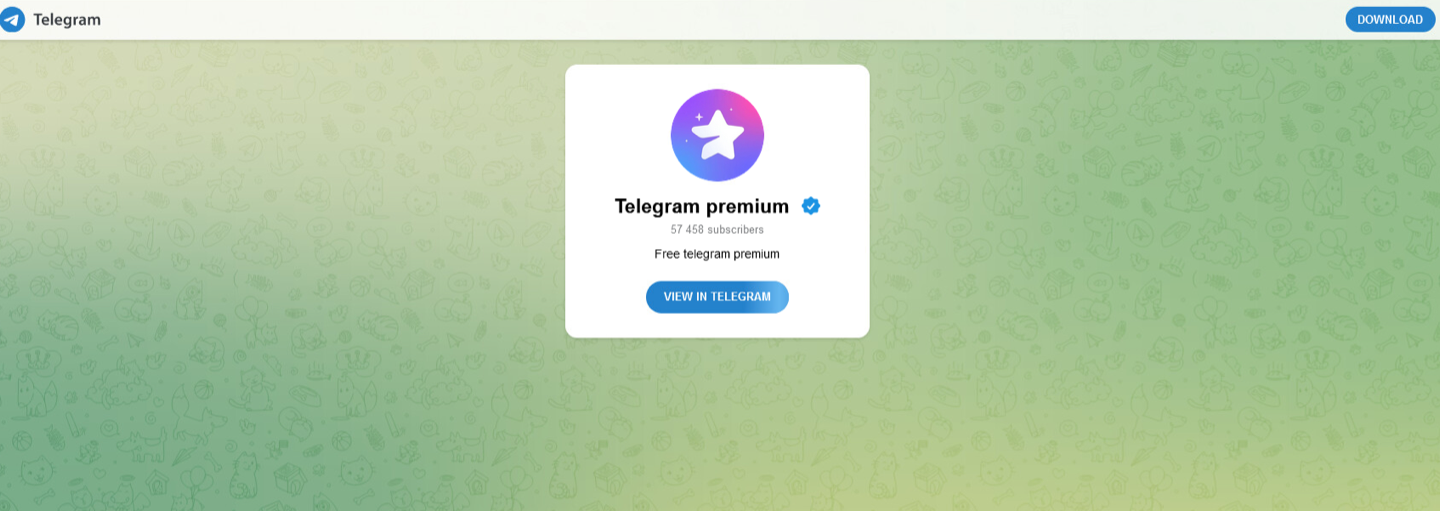 Рис.11. Фишинговый ресурс Telegram premium (шаблон Официальное превью)