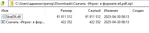 Рисунок 4. Содержимое вредоносного архива