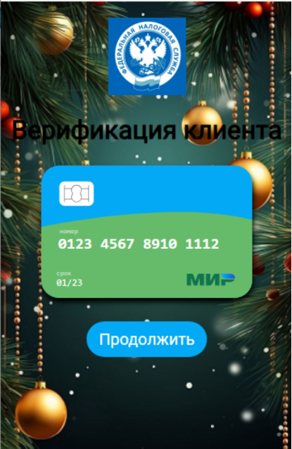 Рисунок 11. Окно с подтверждением данных банковской карты.