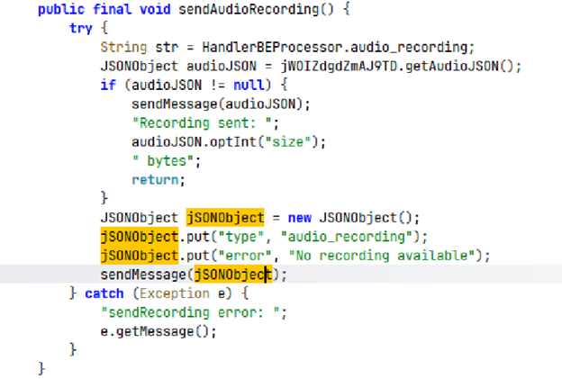 Код отправки JSON-структуры с аудиофайлом на сервер
