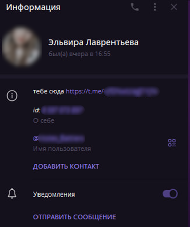 Рисунок 8. Профиль типичного бота, который используется в мошеннической схеме с предоплатой