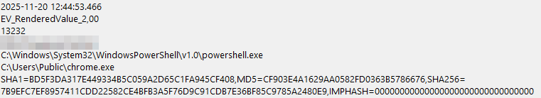 Рисунок 15. Сведения о хэше файла chrome.exe, временные метки соответствуют UTC+0