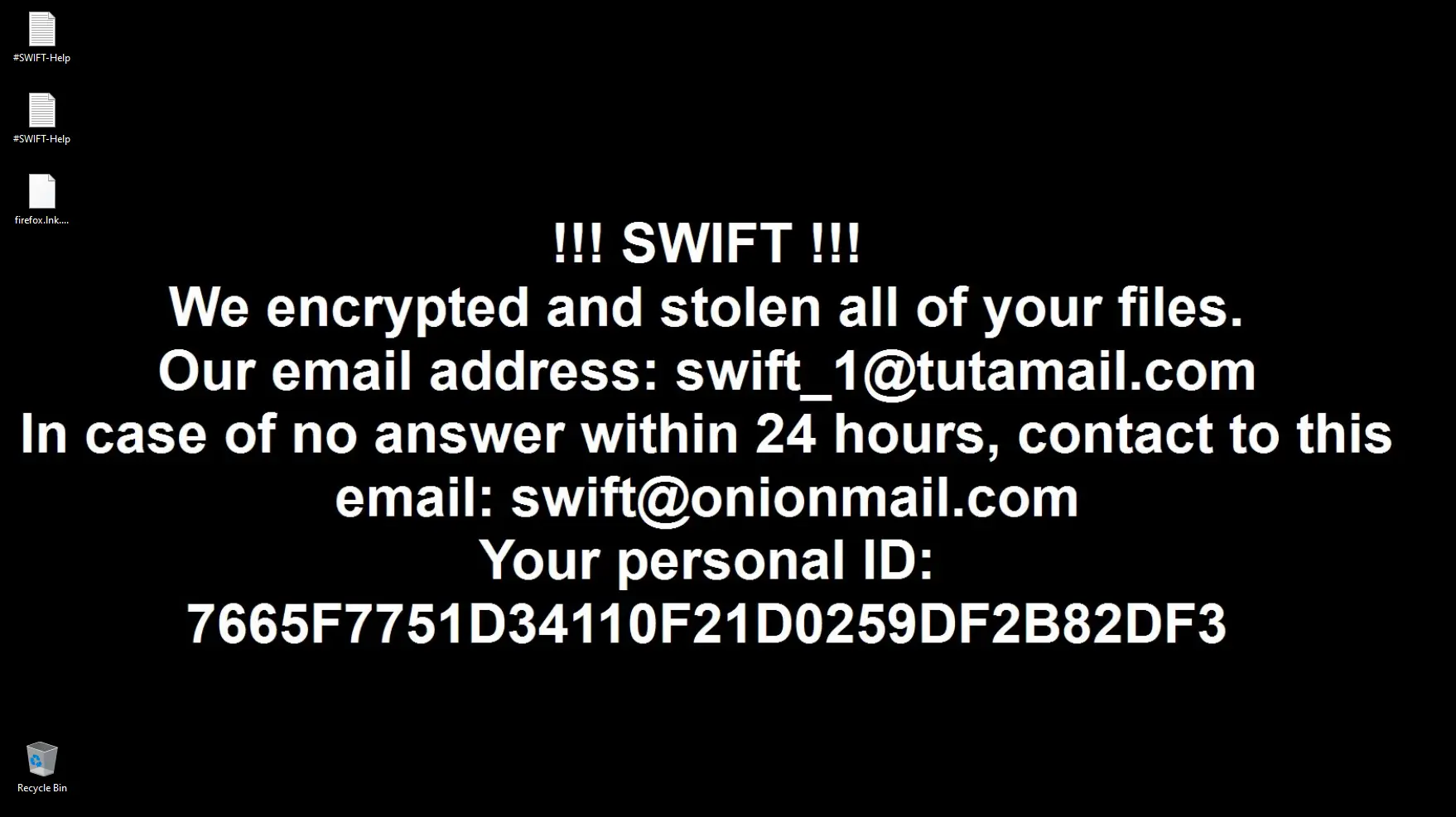 Вид рабочего стола после шифрования компьютера с помощью одной из последних модификаций программы-вымогателя Proton